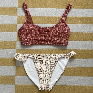 NWOT Aerie Wide Strap Scoop Neck Bikini Top and Ruffled Bottoms
